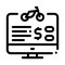 Bike sharing services computer option icon vector outline illustration