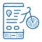 bike sharing services phone option doodle icon hand drawn illustration