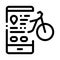 Bike sharing services phone option icon vector outline illustration