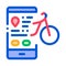 Bike sharing services phone option icon vector outline illustration