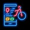 bike sharing services phone option neon glow icon illustration