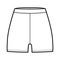 Bike shorts Leggings technical fashion illustration with natural waist, high rise, micro length. Flat training pants