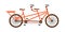 Bike tandem orange. Vector illustration. Flat style.