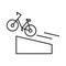 Bike trick. City bicycle accelerates and jumps from a springboard. Dangerous and extreme tricks. Editable outline stroke linear