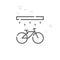 Bike Washing, Wash Station Vector Line Icon, Symbol, Pictogram, Sign. Abstract Geometric Background. Editable Stroke