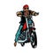 Biker bearded man on a motorcycle isolate on white background