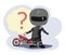 Biker cartoon. Child illustration. Does not know. Sports uniform and helmet. Cool motorcycle. Chopper bike. Funny