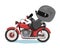 Biker cartoon. Child illustration. Lost my balance. Sports uniform and helmet. Cool motorcycle. Chopper bike. Funny