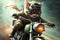 biker cat riding shotgun on speeding motorcycle with wind in its fur