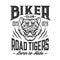 Biker club road tigers, motor ride t-shirt emblem