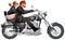 Biker couple riding motorcycle, custom Chopper motorbike realistic vector illustration