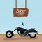 Biker culture poster with classic motorcycle with long telescopic forks and black fuel tank