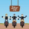 Biker culture poster with motorcyclists gang