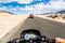 Biker driving a motorcycle in Ladakh in In