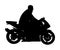 Biker driving a motorcycle rides on asphalt road vector silhouette illustration. Freedom activity. Road travel by bike. Motorcycle