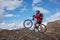 Biker-girl in Himalaya mountains