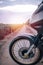 Biker Man Riding Adventure Motorcycle, off road travel concept, enduro rider