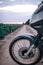 Biker Man Riding Adventure Motorcycle, off road travel concept, enduro rider