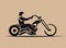 Biker, motorcycle grunge vector silhouette, retro emblem and label