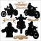 Biker, motorcycle vector silhouettes - vector set, retro emblem and label