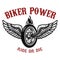 Biker power. Wheel with wings.