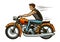 Biker rides a motorcycle. Motorbike, transport concept. Cartoon vector illustration
