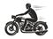 Biker rides a retro motorcycle, silhouette. Motorsport, motorbike concept. Vector illustration