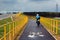 A biker riding on Green Velo bicycle route, the longest consistently marked cycle trail in Eastern Poland