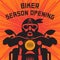 Biker riding a motorcycle. Bikers event or festival emblem