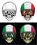 Biker Skull Wearing Goggles and Grunge Italy Flag Helmet, Hand Drawing Skull