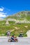 Biker at Splugenpass mountain pass