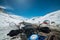 Biker in winter spiti - himalayas in winters - India