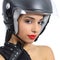 biker woman with an helmet and gloves