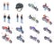 Bikers Isometric Icons Set