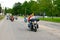 Bikers in the main street of La Prairie in Wisconsin enjoying a day out