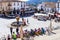 Bikers at Plaza de Santa Maria de Guadalupe, Guadeloupe, Spain