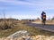 Bikers riding by the trails at the Celery Bog Nature Area in West Lafayette, Indiana