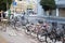 Bikes parked on the side of the road in Chiba city