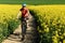 Biking across Oilseed Rape Field