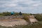 Biking couple Rides on a Bikeway across the sea in Ile de Re France