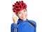 Biking helmet woman isolated