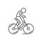 Biking line icon concept. Biking vector linear illustration, symbol, sign