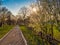 Biking track at sunset