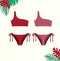 Bikini fashion flat sketch template.