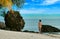 Bikini girl on the beach at  Aitutaki