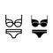 Bikini line and glyph icon. Swimsuit vector illustration isolated on white. Panties and bra outline style design