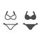 Bikini line and solid icon, Summer concept, swimming suit sign on white background, women swimsuit icon in outline style