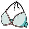 Bikini top. Swimsuit for swimming. Women's beach swimsuit. Things you need on the beach. Cartoon style.