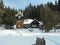 Bila, Czech - 02 19 2015: Wooden archbishop\'s hunter palace in the forests of village Bila in Moravian Silesian Beskydy in winter