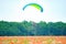 Bila Tserkva, Ukraine. June 20, 2016 Paragliding, training flights with paramotor over blooming filed and forest